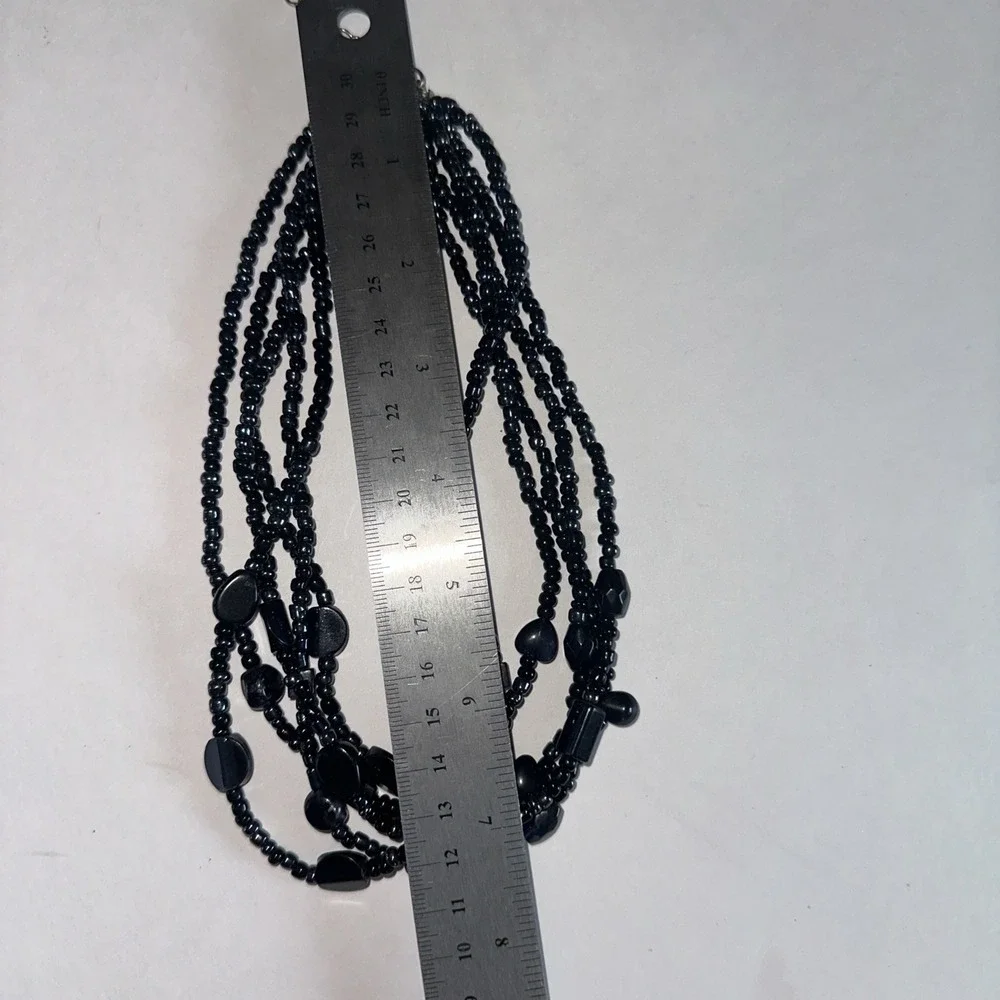 Unbranded Multi-Strand Necklace Women OS Navy Blue Excellent Layered Beaded